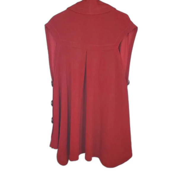 Women's SOFT SURROUNDINGS Mesa Red Draped Open Boho Vest SZ L Buttons Holiday‎ - Picture 4 of 10